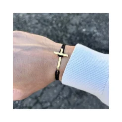 Bracelet Croix Dorée Noir