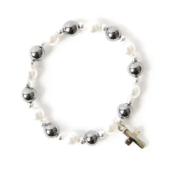 Bracelet hématite nacré blanc