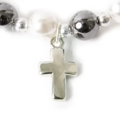 Bracelet hématite nacré blanc