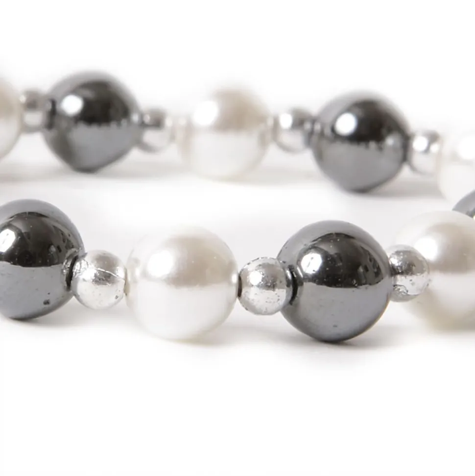 Bracelet hématite nacré blanc