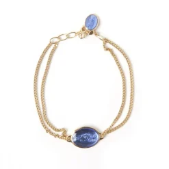 Bracelet ND double doré indigo