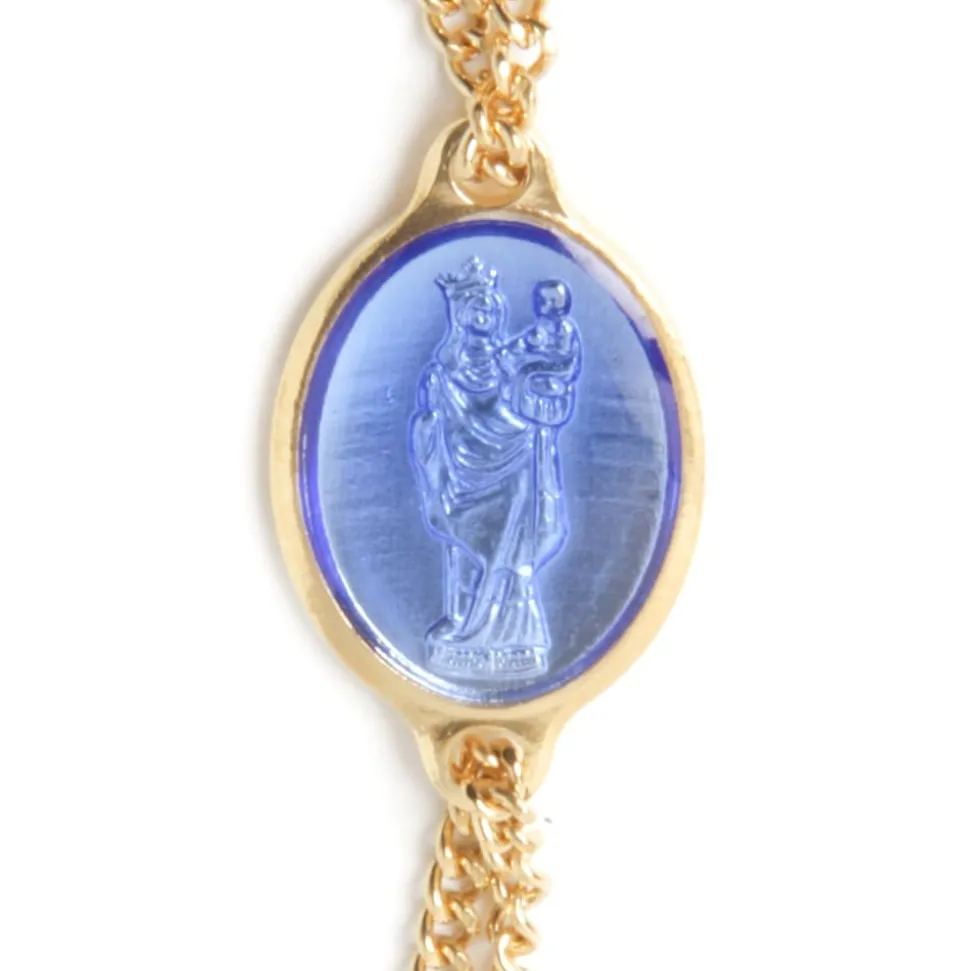 Bracelet ND double doré indigo