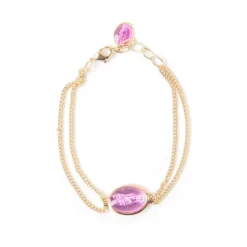 Bracelet ND double doré rose