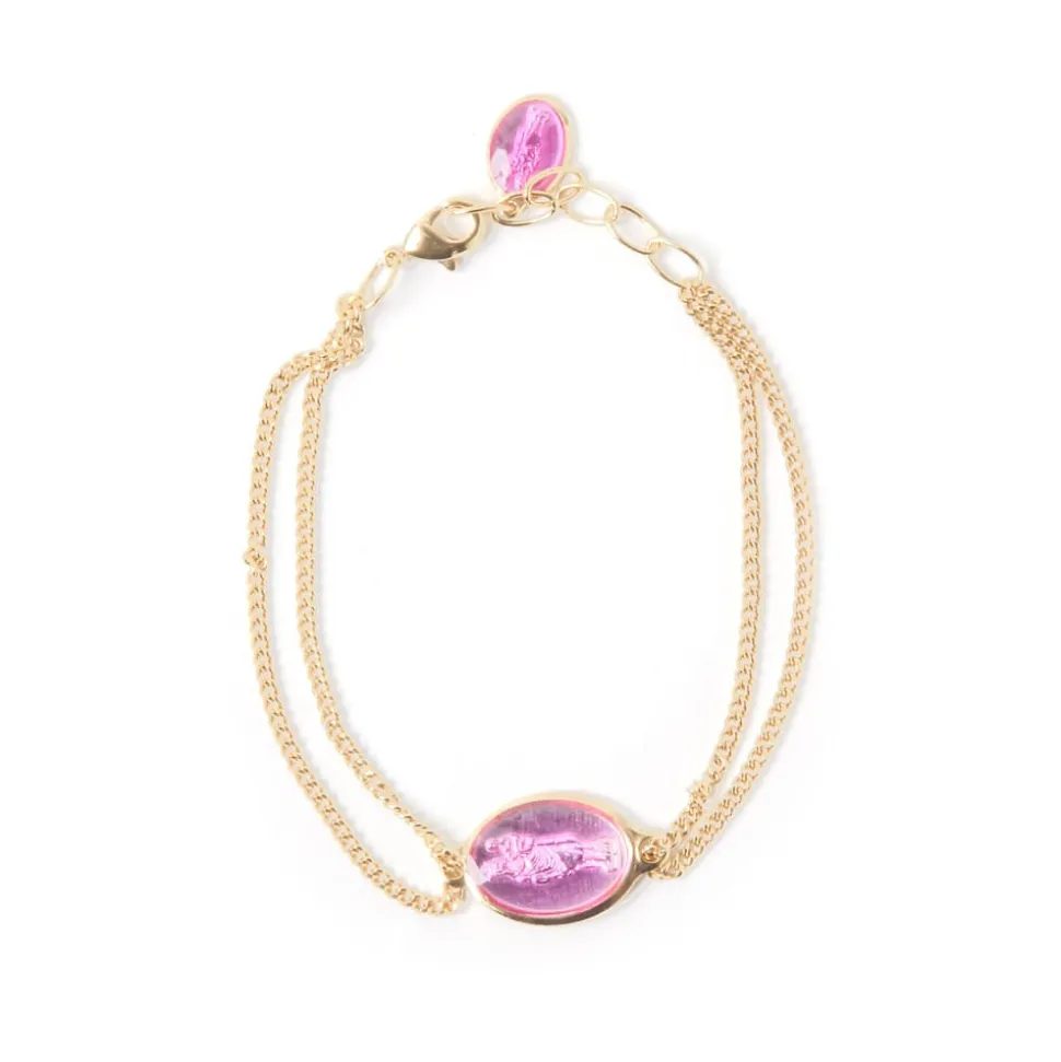 Bracelet ND double doré rose