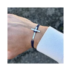 Bracelet religieux Croix Argent Marine Homme