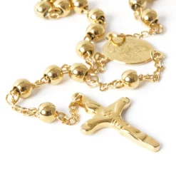 Chapelet acier doré Christ