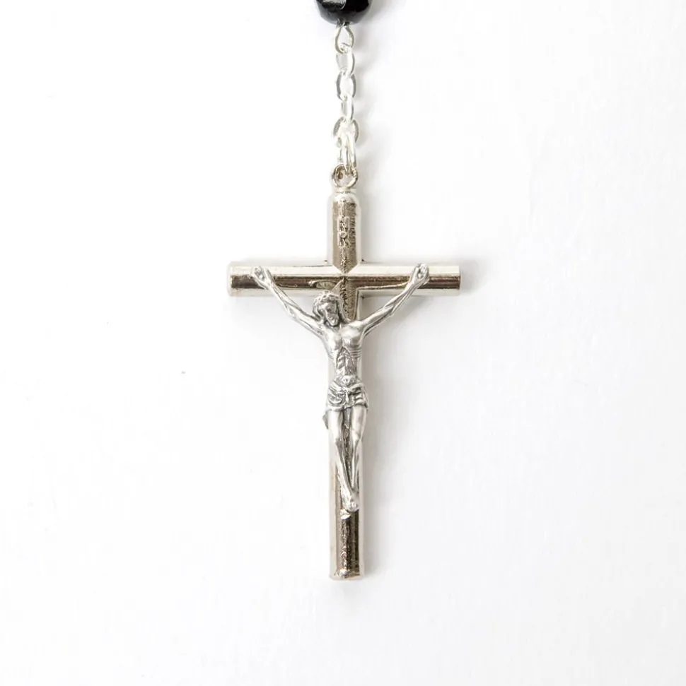 Chapelet Argenté facette noir