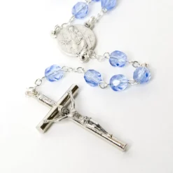 Chapelet Argenté verre bleu clair