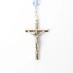 Chapelet Argenté verre bleu clair