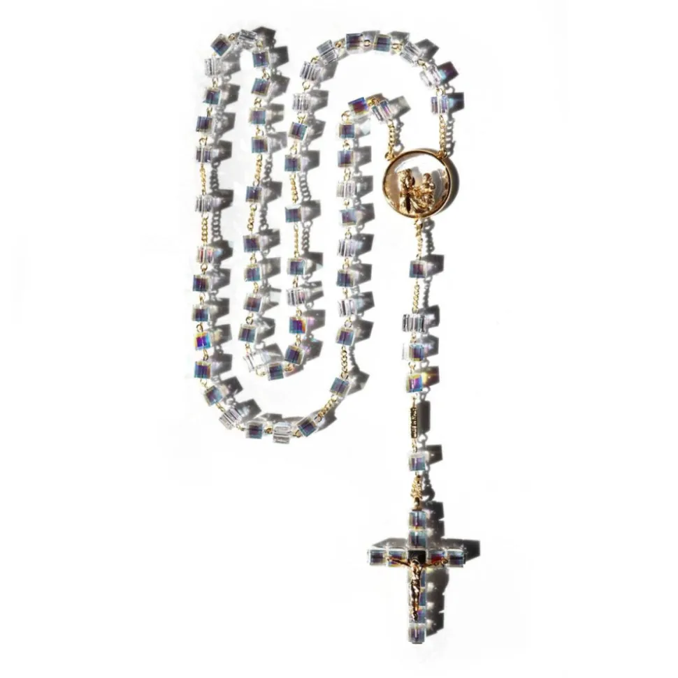 Chapelet création spéciale Swarovski, plaqué or