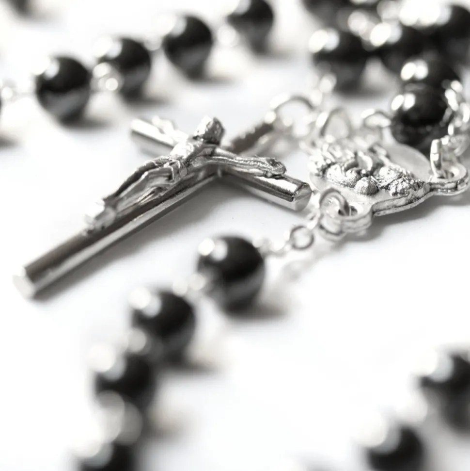 Chapelet Perles d'Hématite Notre-Dame