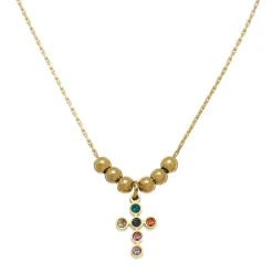 Collier Croix multicolore