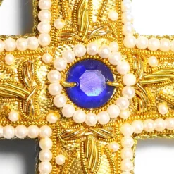 Croix Décoration Or et Bleu