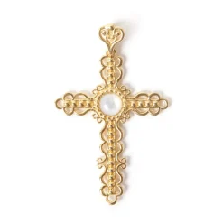 Croix dentelle nacre naturelle