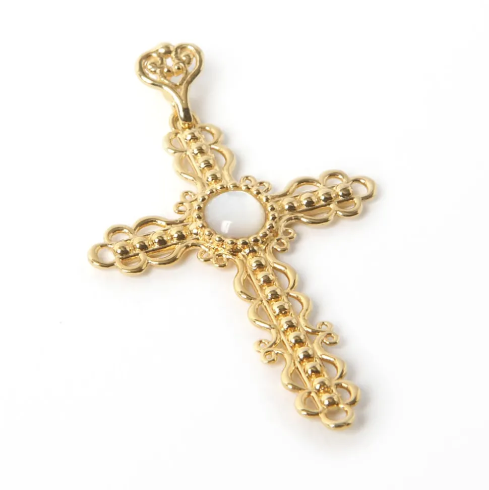 Croix dentelle nacre naturelle