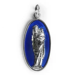 Médaille, Argent émaillé bleu translucide