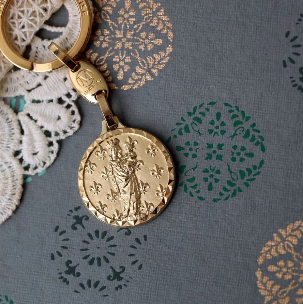 Porte clef Vierge doré 30mm