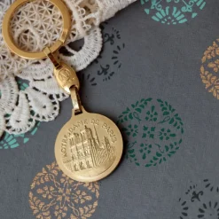 Porte clef Vierge doré 30mm