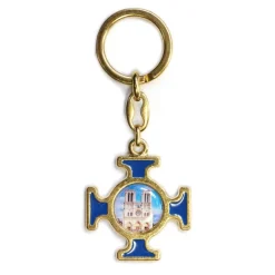 Porte-clefs Notre-Dame doré et bleu