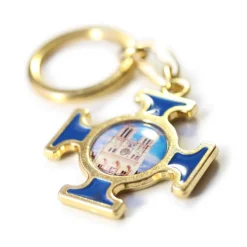Porte-clefs Notre-Dame doré et bleu