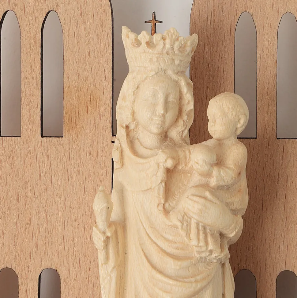 Vierge et Façade Notre-Dame bois 13 cm