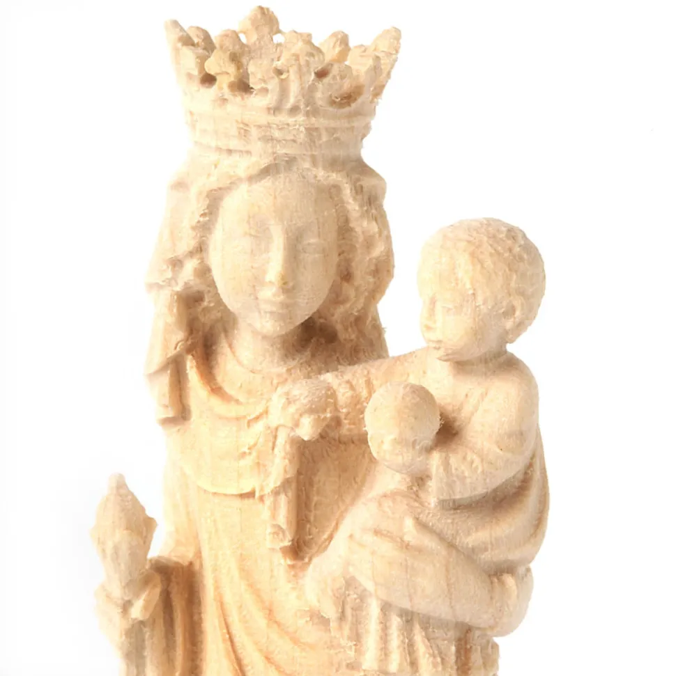 Vierge Notre-Dame bois naturel - 13 cm