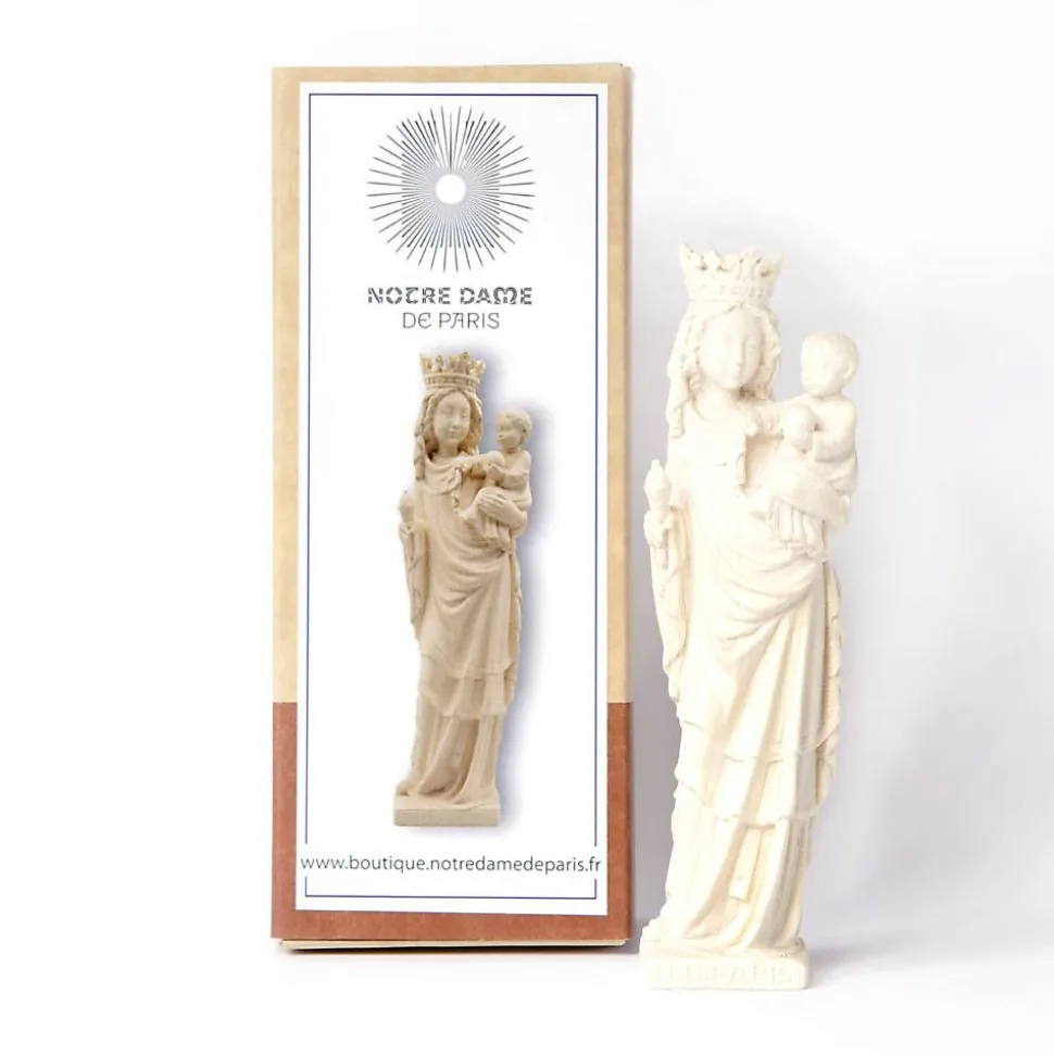 Vierge Notre-Dame bois naturel - 13 cm